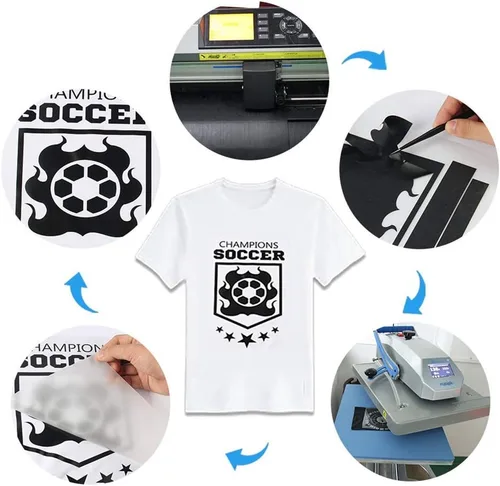 Miniatura 6 de CAREGY Vinilo de transferencia de calor HTV para planchar en camisetas de 12 x 10 pulgadas, 16 hojas (blanco y negro)