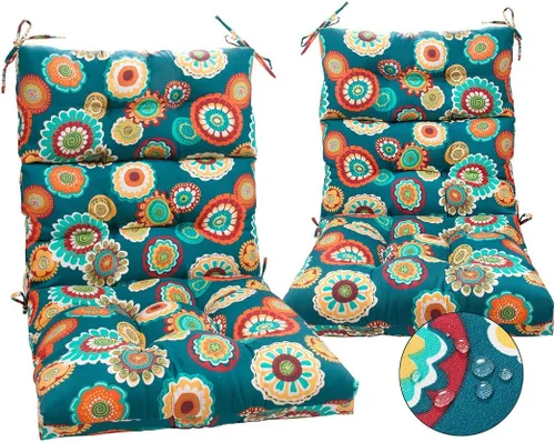 Magpie Fabrics Juego de 2 cojines para silla de respaldo alto para interiores y exteriores, impermeables, para todo tipo de clima, mecedora, para