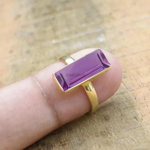 Miniatura 78 de Anillo de plata de ley maciza superpuesta de oro amarillo de 18 quilates para mujer, anillo de compromiso de plata esterlina, juego de bisel