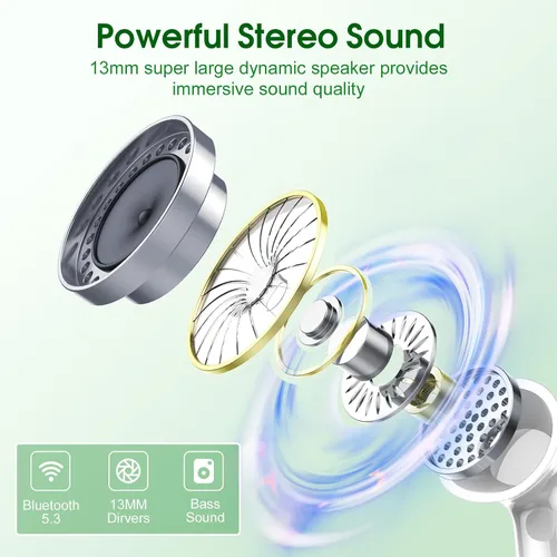 Miniatura 2 de Auriculares inalámbricos, auriculares Bluetooth 2025 5.3 HiFi estéreo, auriculares intraurales de 40 horas de reproducción, auriculares Bluetooth