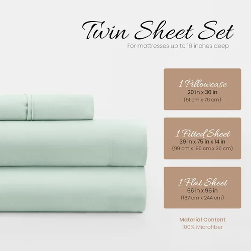 Miniatura 2 de Linen Market Sábanas para cama de tamaño individual (menta) – Duerme mejor que nunca con estas sábanas individuales suaves y refrescantes – Bolsillo