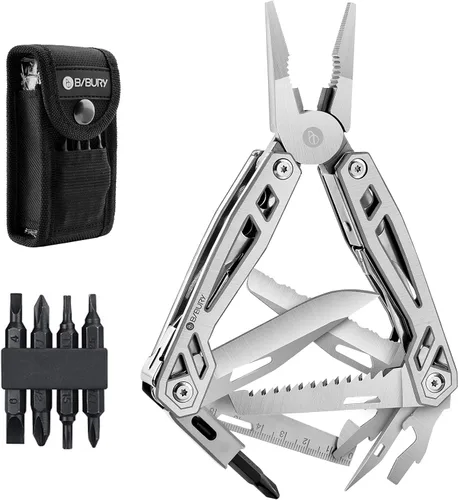 Miniatura 10 de Pinzas multiherramienta 18 en 1, multiusos, cuchillo de bolsillo, de acero inoxidable duradero, multiherramienta para supervivencia, camping, caza