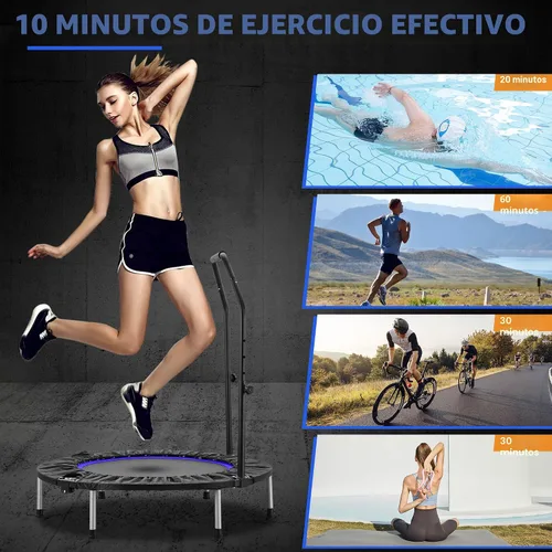 Miniatura 4 de HYD-Parts - Trampolín mini plegable de 40" o 48" para adultos y niños, rebotador de ejercicio con barra ajustable, trampolín de fitness