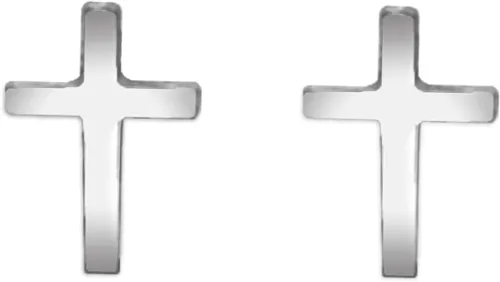 Aretes de tuerca de plata con cruz cristiana para mujeres y hombres, religión bíblica, pequeños aretes únicos de acero inoxidable, Metal, No es una