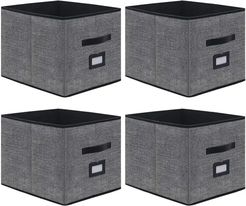 Onlyeasy MXABXL04PLP - Paquete de 4 cubos de almacenamiento de tela plegables extra grandes con soportes para etiquetas, canastas de almacenamiento