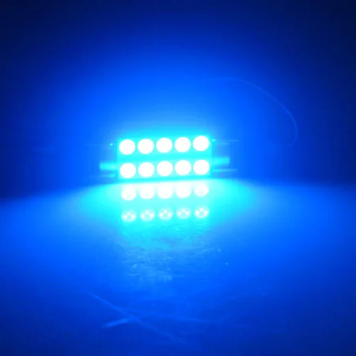 Miniatura 3 de Qasim 578 212-2 Bombilla LED 44mm Azul Festón 10-SMD 5050 LED Luces Interiores de Techo y Maletero 211-2 579 214-2 569 6411 Bombilla LED 12V DC