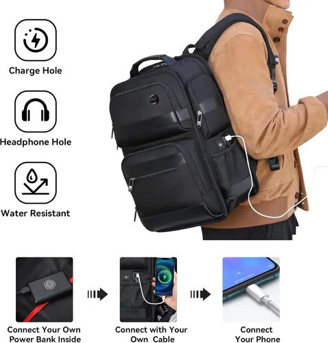 Miniatura 4 de Mochila para laptop de negocios para hombres, mochila de viaje de mano, compatible con computadora de 16 pulgadas, mochilas casuales para viajeros