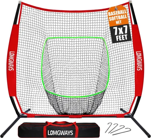 Miniatura 13 de 7x7ft/8x8ft Baseball Softball Net with Steel Frame for Batting, Hitting, Pitching, Portable Baseball Batting Net with Carry Bag, Great for All Levels