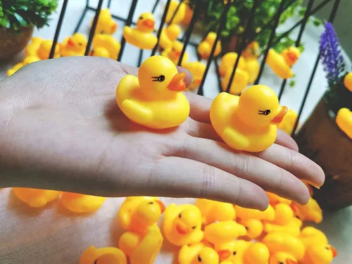 Miniatura 4 de 100 mini patos de goma amarillos pequeños para baby shower, juguete de baño de goma amarillo para bebé, decoración divertida para ducha, fiesta