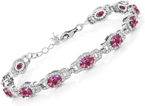 Miniatura 9 de Gem Stone King 7-14 Cttw Oval Gemstone Birthstone Tennis Bracelet For Women 925 Sterling Silver Oval 6X4MM 7 Inch With 1 Inch Extender Fine
