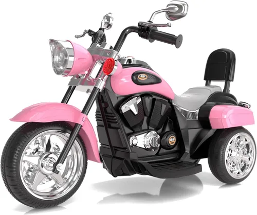 XJD Motocicleta eléctrica para niños, batería de 6V con claxon y faro, certificada ASTM, juguete de 3 ruedas para montar para niños, motocicleta Rosa