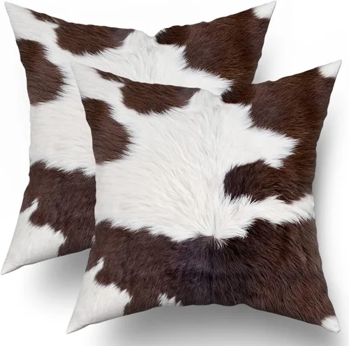 Miniatura 10 de Juego de 2 fundas de almohada lumbares de piel de vaca occidental de 12 x 20 pulgadas, fundas de almohada rectangulares decorativas de piel