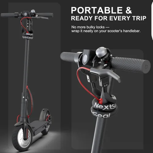 Miniatura 6 de Candado eléctrico para scooter, cerradura de scooter de alta seguridad, bloqueo sin llave, cerradura de cadena antirrobo de 35.5 pulgadas con llave