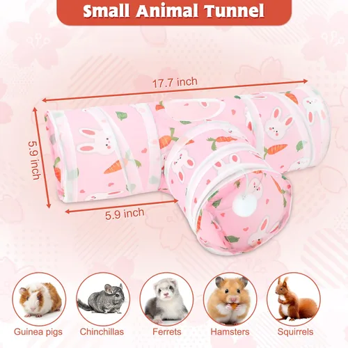 Miniatura 2 de YUEPET Túneles y tubos plegables de conejillo de indias de 5.9 pulgadas, túnel de juego de 3 vías para mascotas, escondite de animales pequeños
