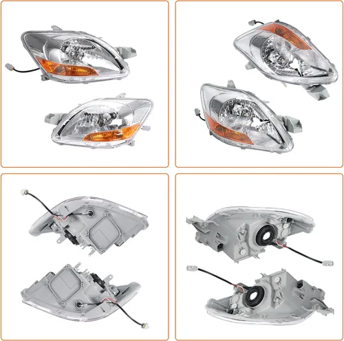 Miniatura 6 de BLACKHORSE-RACING Juego de faros delanteros izquierdo y derecho compatible con Toyota Yaris Sedan 2007 2008 2009 2010 2011, sustituye al número OE