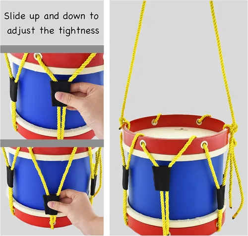 Miniatura 4 de Juego de batería para niños de 8 pulgadas con correa ajustable y 2 baquetas de madera, instrumento musical, elección de regalo