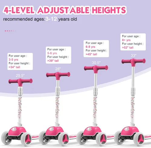 Miniatura 3 de MOUNTALK Scooter para Niños de 1-12 Años, Scooter de 3 Ruedas para Niños Pequeños de 1-3/3-5/5-8/8-12 Años Niños y Niñas con Alturas Ajustables
