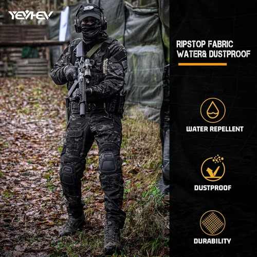 Miniatura 5 de YEVHEV G3 Pantalones de combate tácticos Pantalones tácticos Ropa militar Ropa de camuflaje Equipo de paintball con rodilleras para hombres
