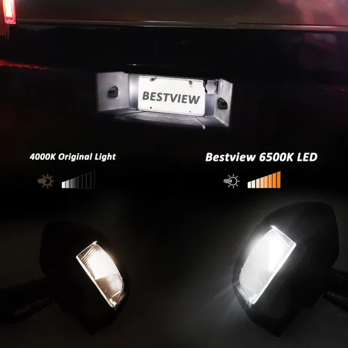 Miniatura 3 de Bestview Carcasa LED para placa de matrícula negra, conjunto de lámpara de etiqueta de repuesto compatible con Chevy Silverado GMC Sierra Avalanche
