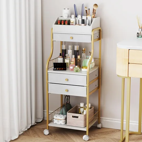 Miniatura 12 de HapiRm Organizador de Maquillaje de Piso para Almacenamiento - Organizadores de Maquillaje y Cuidado de la Piel de Tocador con Cajones, Estuches