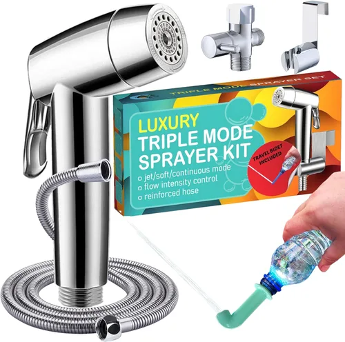 Miniatura 12 de Pulverizador de bidé de alta calidad – Pulverizador de chorro de mano para inodoro Presión de agua ajustable Pulverizador de acero inoxidable a