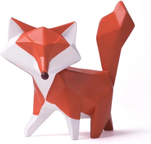HAUCOZE Figura de estatua de zorro moderna escultura de animal para decoración del hogar, arte geométrico, regalo para estante, escritorio, sala de