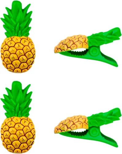 4 clips de toalla de playa para silla, clips de plástico de piña de tamaño grande, clips de piscina para evitar que la toalla se vuele para uso Piña