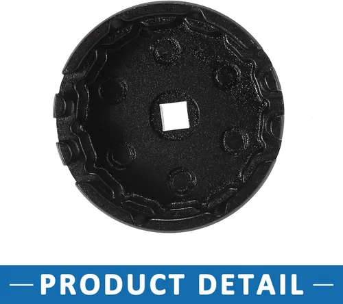 Miniatura 6 de Llave de tapa de filtro de aceite, 14 flautas, 6 ranuras, herramienta de extracción de tapa de filtro de aceite de 2.539 in para Toyota Corolla Negro
