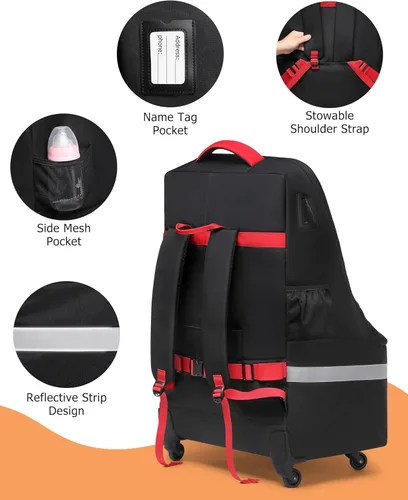 Miniatura 6 de MCBD Bolsa de viaje para asiento de automóvil para avión, mochila plegable para asiento de bebé para viaje, portabebés acolchado para asiento