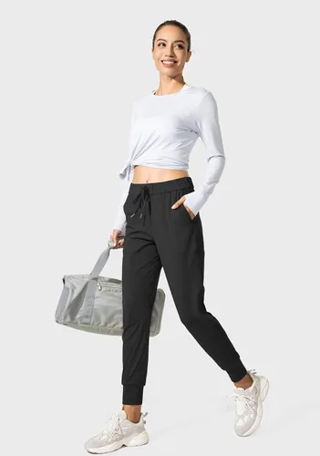 Miniatura 5 de SANTINY - Pantalones deportivos para mujer, con bolsillos y cordón ajustable, para correr, descansar, entrenar y trotar