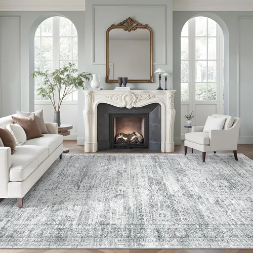 Miniatura 29 de Alfombra de pasillo Soalmost 2'6" x 10' lavable, alfombra antideslizante para cocina, baño, lavandería, alfombras vintage ultra delgadas para Beige