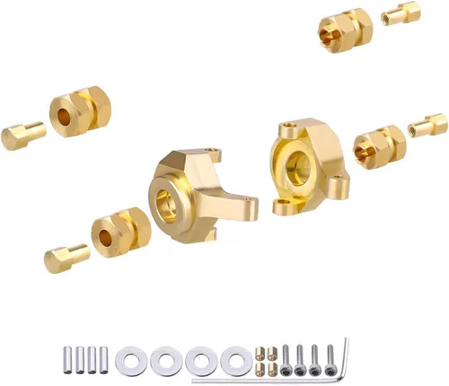 Miniatura 9 de Hobbypark Soportes de latón para nudillos de dirección y latón extendido de 0.276 in, adaptadores de cubos hexagonales para Axial SCX24 Negro-dorado