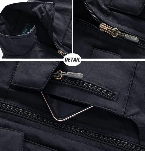 Miniatura 5 de LOUECHY Chaleco de viaje para hombre, con múltiples bolsillos, ligero, sin mangas, para senderismo, pesca, golf