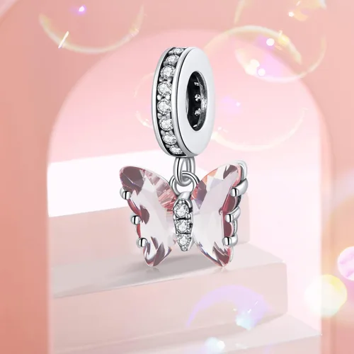 Miniatura 2 de MUNDELL Auténtica plata de ley 925 con colgante de sol, mariposa, corazón, luna, loto y circonita cúbica brillante para pulsera o brazalete original