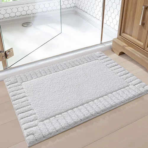 Miniatura 13 de LUMI Alfombras de baño antideslizantes con parte trasera de goma, alfombra de baño de microfibra de felpa extrasuave, absorbente, lavable a máquina