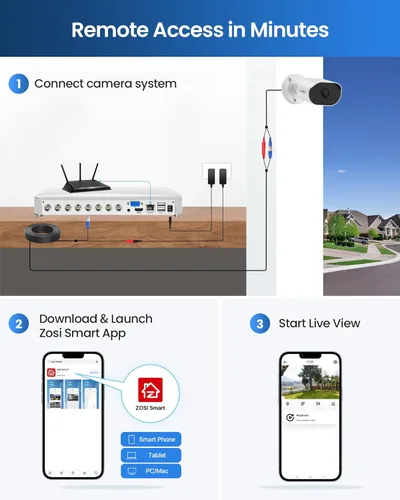 Miniatura 4 de ZOSI Cámara de seguridad HD 1080P, 2MP para interiores y exteriores, cámara de seguridad para el hogar con audio unidireccional