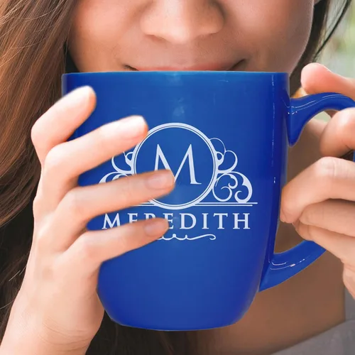 Miniatura 3 de The Wedding Party Store Taza de café con leche grabada personalizada, taza de café y té personalizada (azul)