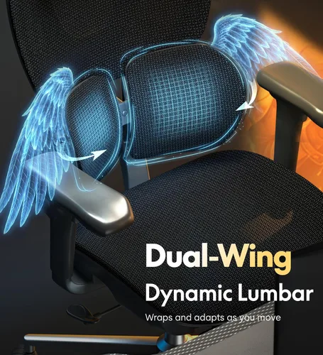 Miniatura 7 de FLEXISPOT Sentinel Silla ergonómica para juegos con reposabrazos 3D lumbares adaptables de doble ala de 120°, 3 posiciones, respaldo ajustable