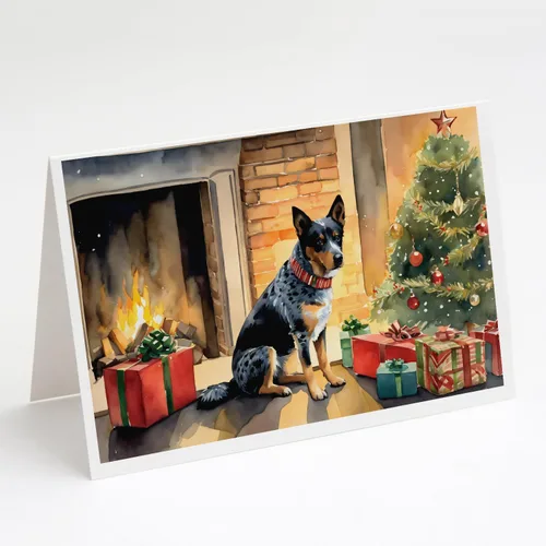 Miniatura 151 de Caroline's Treasures DAC2753GCA7P Paquete de 8 tarjetas de felicitación navideña acogedora de Husky siberiano Tarjetas en blanco con sobres