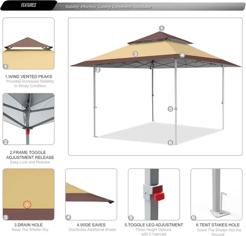 Miniatura 5 de ABCCANOPY - Tienda de campaña con toldo de 10 x 10 con 4 paredes laterales extraíbles y bolsa enrollable, 4 bolsas de peso y red de 10 pies y media