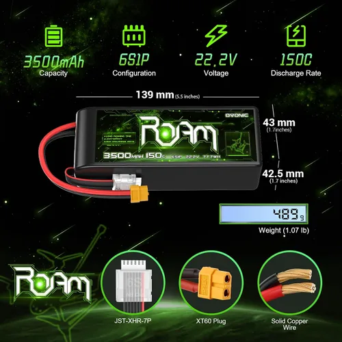 Miniatura 2 de OVONIC 6S Lipo Batería 3500mAh 22.2V 150C con XT60 Plug para RC Truck Truggy Buggy Tank RC Car Racing Hobby