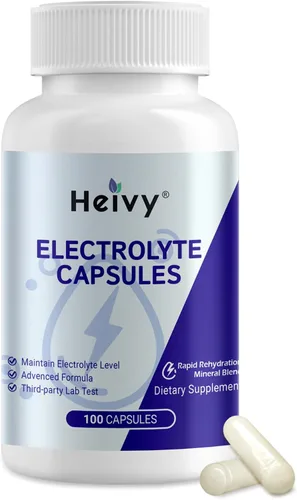 Heivy Cápsulas de electrolitos, tabletas de sal de alto contenido de sodio (500 mg de sodio y 100 mg de potasio), pastillas de sal para macetas,