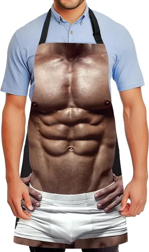 Miniatura 10 de Funny Creative Chef Apron with 3D Muscle Man Adjustable Sexy Kitchen Apron Waterproof Aprons BBQ Party Xmas Gift