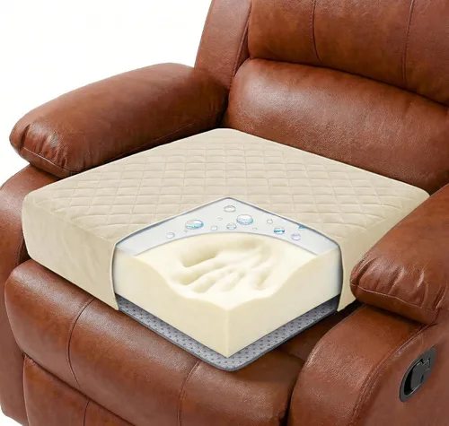 Miniatura 16 de Cojín de asiento para silla reclinable de espuma viscoelástica de 20 x 20 x 3 pulgadas para sentarse durante mucho tiempo, almohadilla para sillón