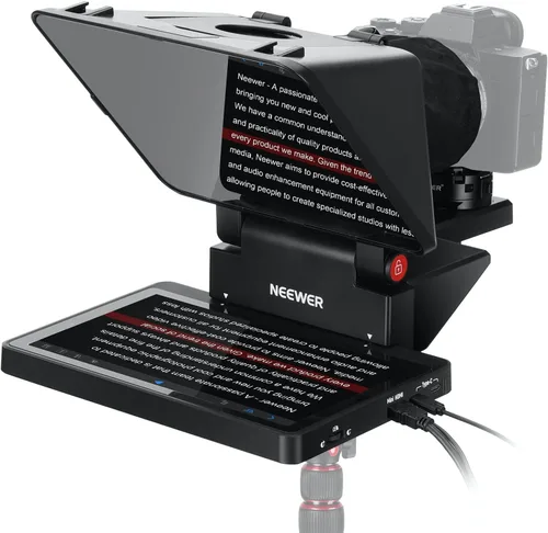 NEEWER Teleprompter 2 en 1 de 11 pulgadas con monitor para Windows MacOS, compatible con duplicación de pantalla, indicador portátil para cámara,