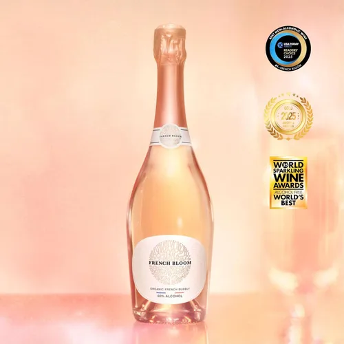 Miniatura 2 de French Bloom Le Rosé, Vino espumoso 0.0% sin alcohol, 25.4 fl oz, certificado orgánico, vegano, bajo en calorías, apto para embarazo, sin sulfitos