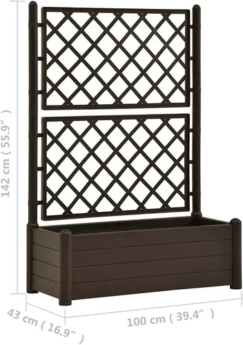 Miniatura 3 de vidaXL Cama elevada para jardín con enrejado, cama elevada para flores y plantas, maceta con orificio de drenaje, uso en exteriores e interiores