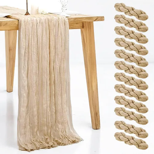 Miniatura 15 de Paquete de 12 caminos de mesa de estopilla, 35x120 pulgadas, caminos de mesa terracota, rústicos, naranja quemado, tela de queso, bóheme, gasa
