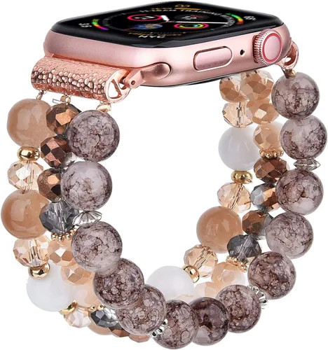 CAGOS Pulsera de cuentas compatible con Apple Watch Series 11/10/9/8/7/6/5/4/3/2/1 SE de 1.496 in 1.575 in 1.614 in 1.654 in 1.732 in 1.772 in 1.811