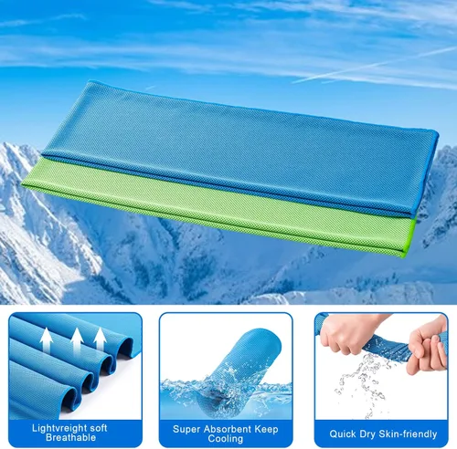 Miniatura 3 de Paquete de 4 toallas refrescantes (40 x 12 pulgadas), toalla de frío suave y transpirable, toalla de hielo, toalla de microfibra para yoga